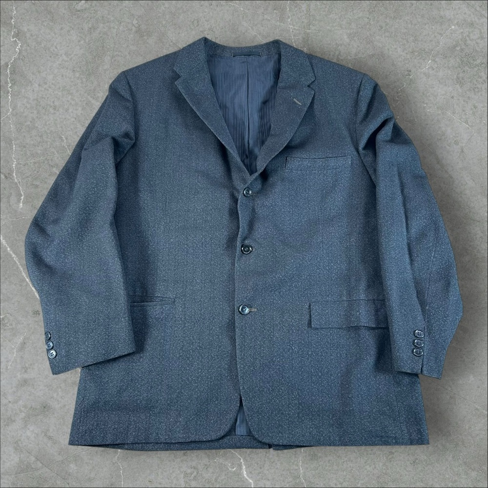 Richman Brothers Blazer Mens 44R Black Wool Herringbone Professional Tuxedo Suit
